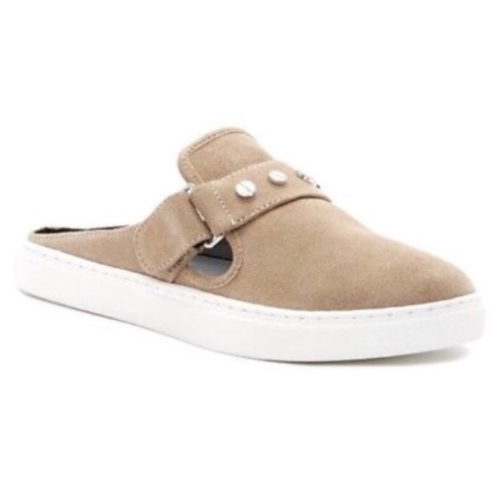 Rebecca Minkoff 9 Suede Studded Leather Mule Slate